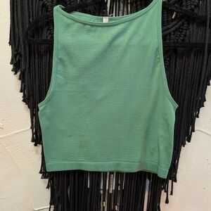 Active USA Teal Sleeveless Crop Top